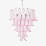 Pink Glass Petals Chandelier 26"
