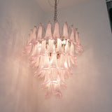 Pink Glass Petals Chandelier 26"