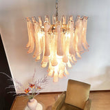 Pink Glass Petals Chandelier 26"