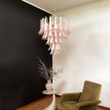 Pink Glass Petals Chandelier 26"