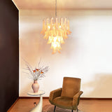 Pink Glass Petals Chandelier 26"