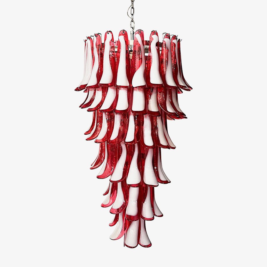 Glass Red Petals Spiral Chandelier  47.2″H