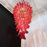 Glass Red Petals Spiral Chandelier  47.2″H