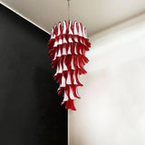 Glass Red Petals Spiral Chandelier  47.2″H