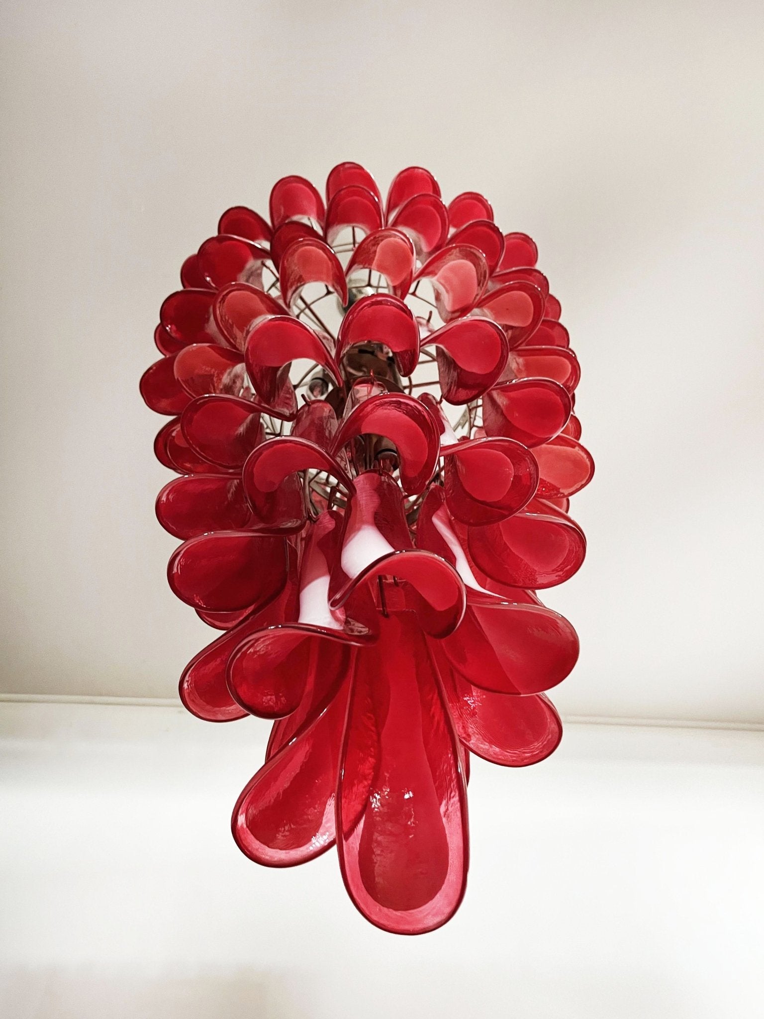 Glass Red Petals Spiral Chandelier  47.2″H