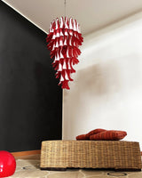 Glass Red Petals Spiral Chandelier  47.2″H