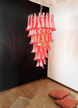 Glass Red Petals Spiral Chandelier  47.2″H