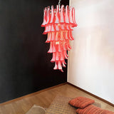Glass Red Petals Spiral Chandelier  47.2″H