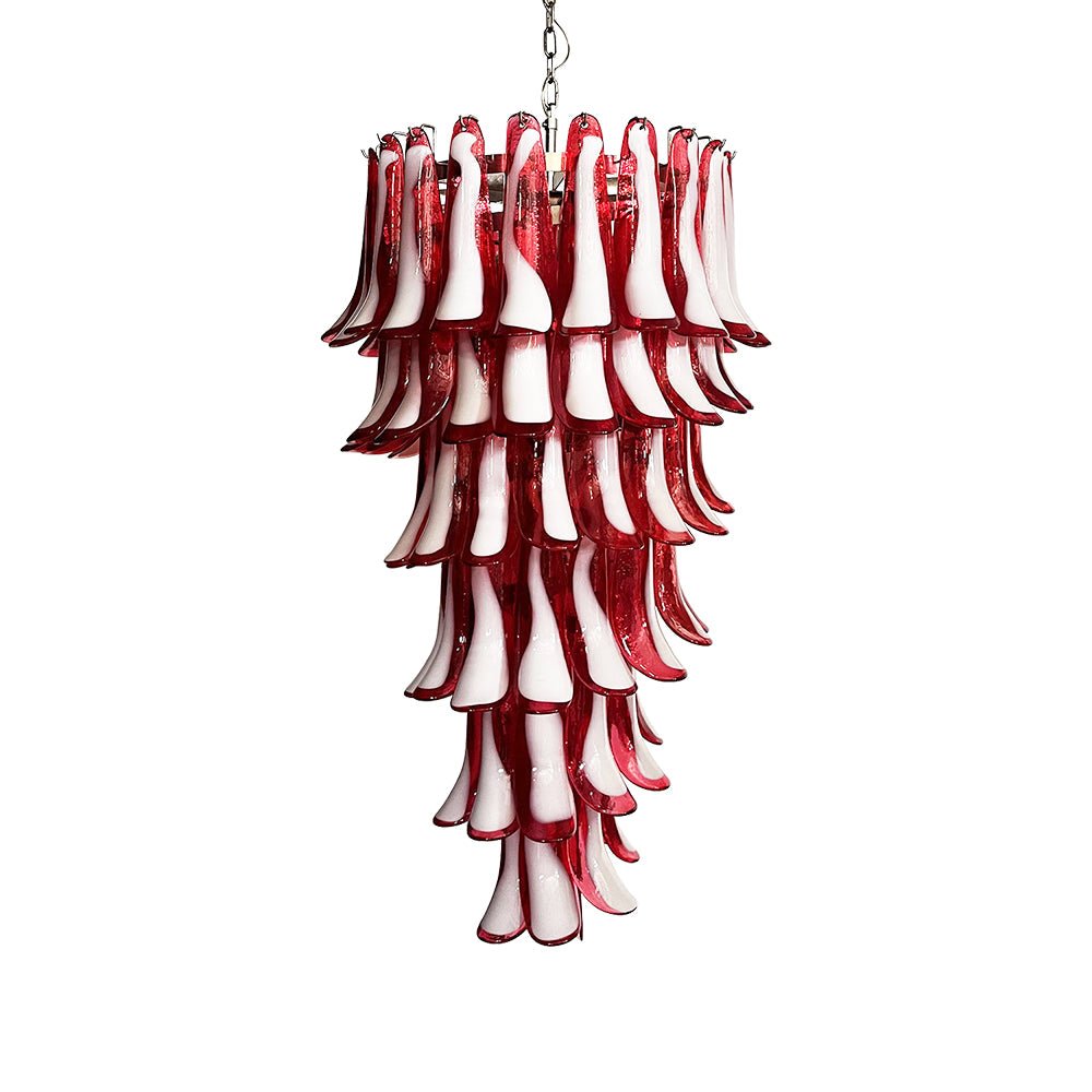 Glass Red Petals Spiral Chandelier  47.2″H
