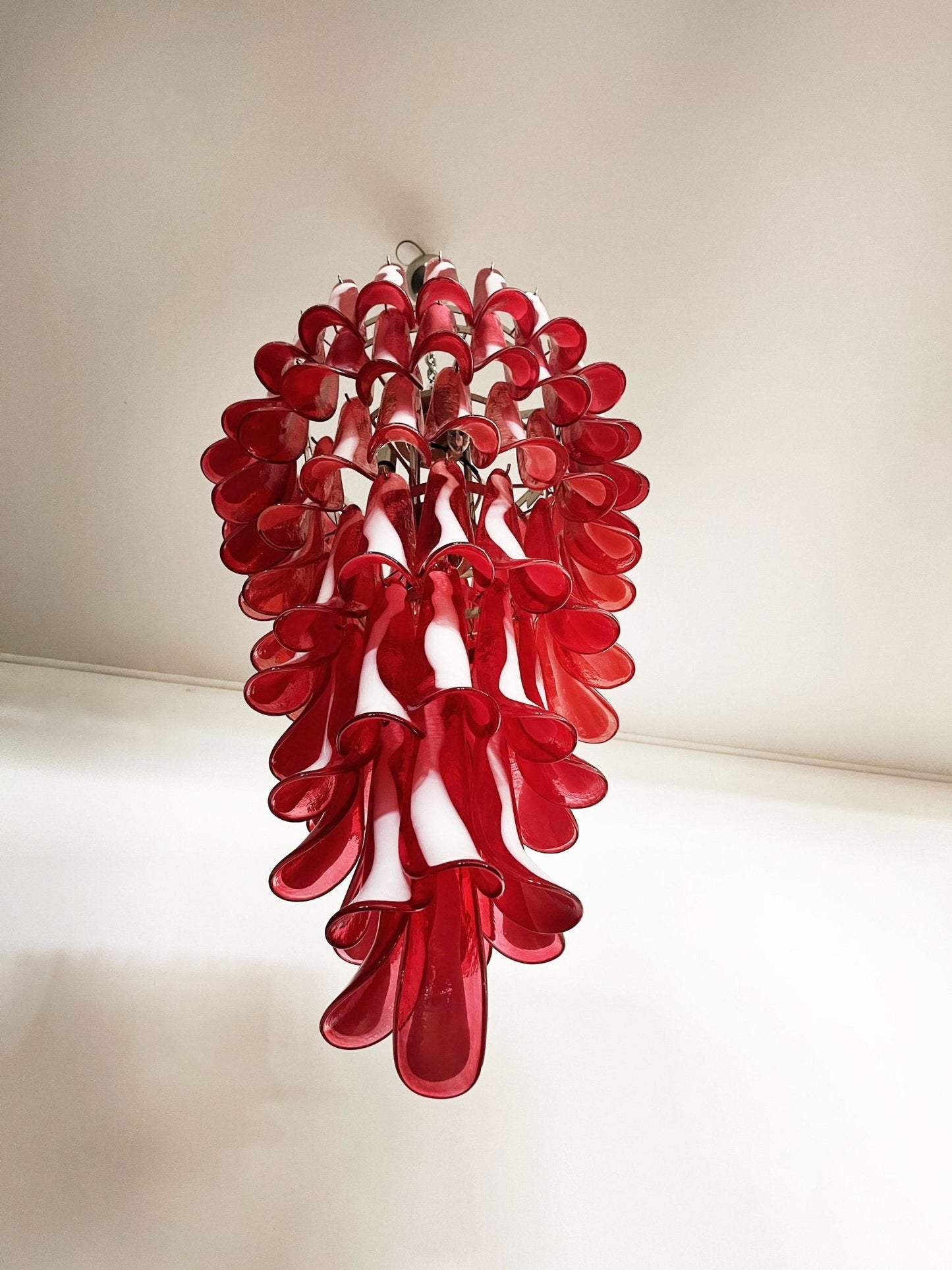 Glass Red Petals Spiral Chandelier  47.2″H