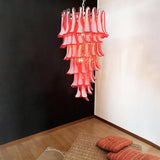 Glass Red Petals Spiral Chandelier  47.2″H