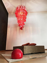 Glass Red Petals Spiral Chandelier  47.2″H