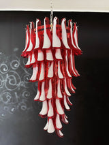 Glass Red Petals Spiral Chandelier  47.2″H