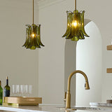 Olive Petal Glass Pendant Lamp