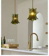 Olive Petal Glass Pendant Lamp
