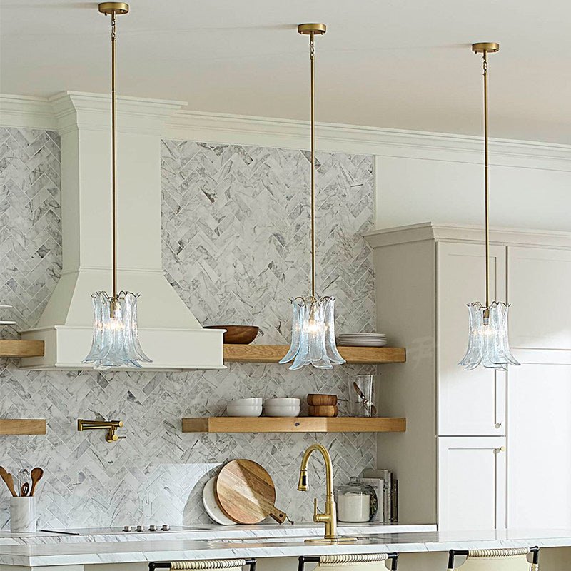Olive Petal Glass Pendant Lamp