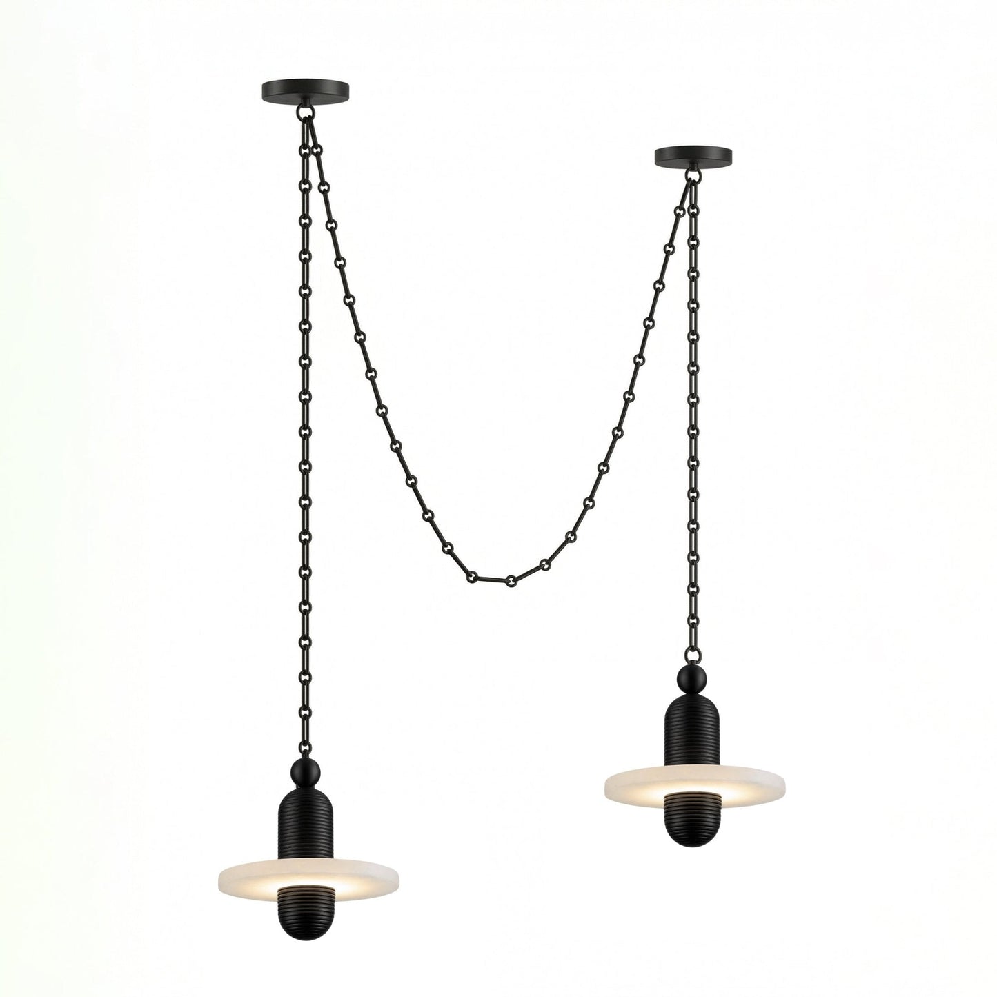 Orbital Drift Chain Alabaster Chandelier