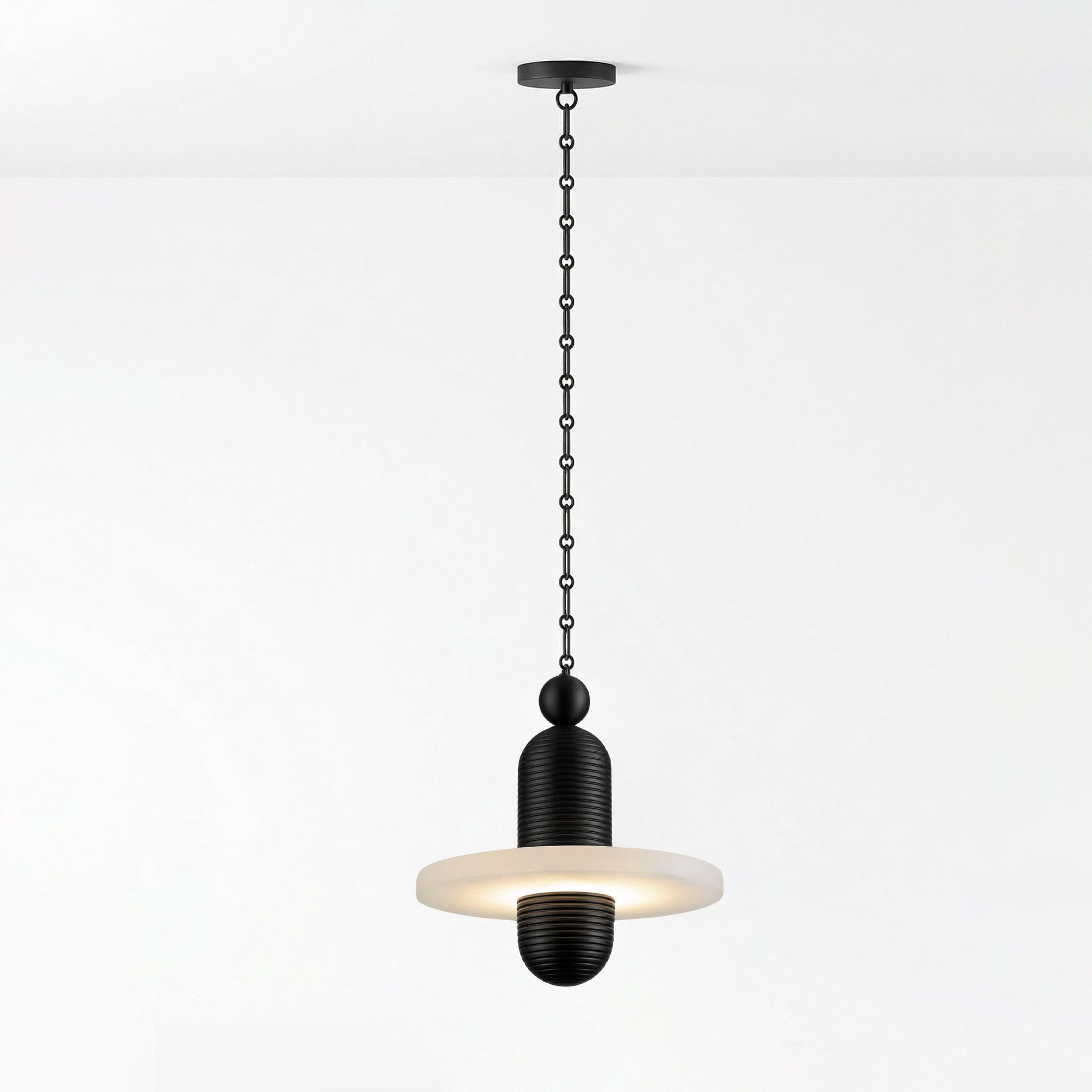 Orbital Drift Chain Alabaster Chandelier