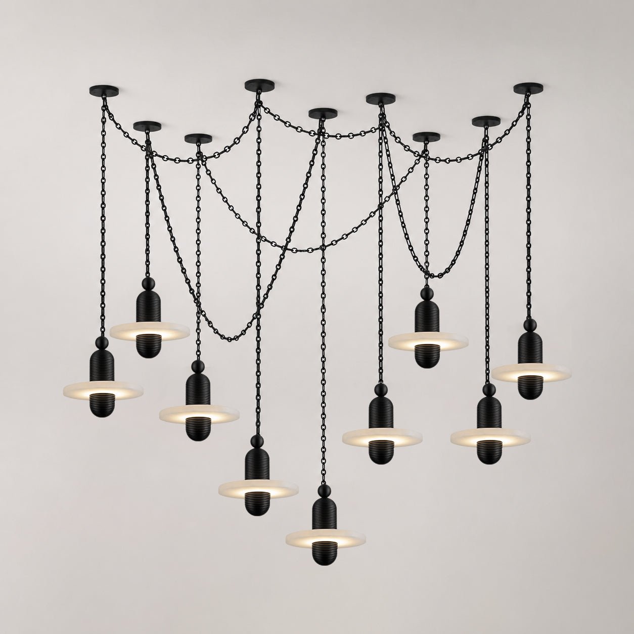 Orbital Drift Chain Alabaster Chandelier