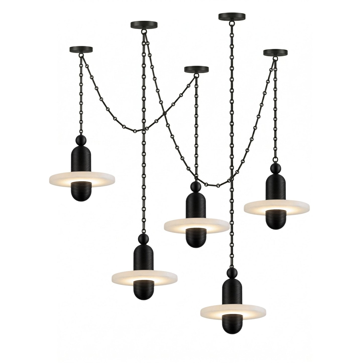 Orbital Drift Chain Alabaster Chandelier