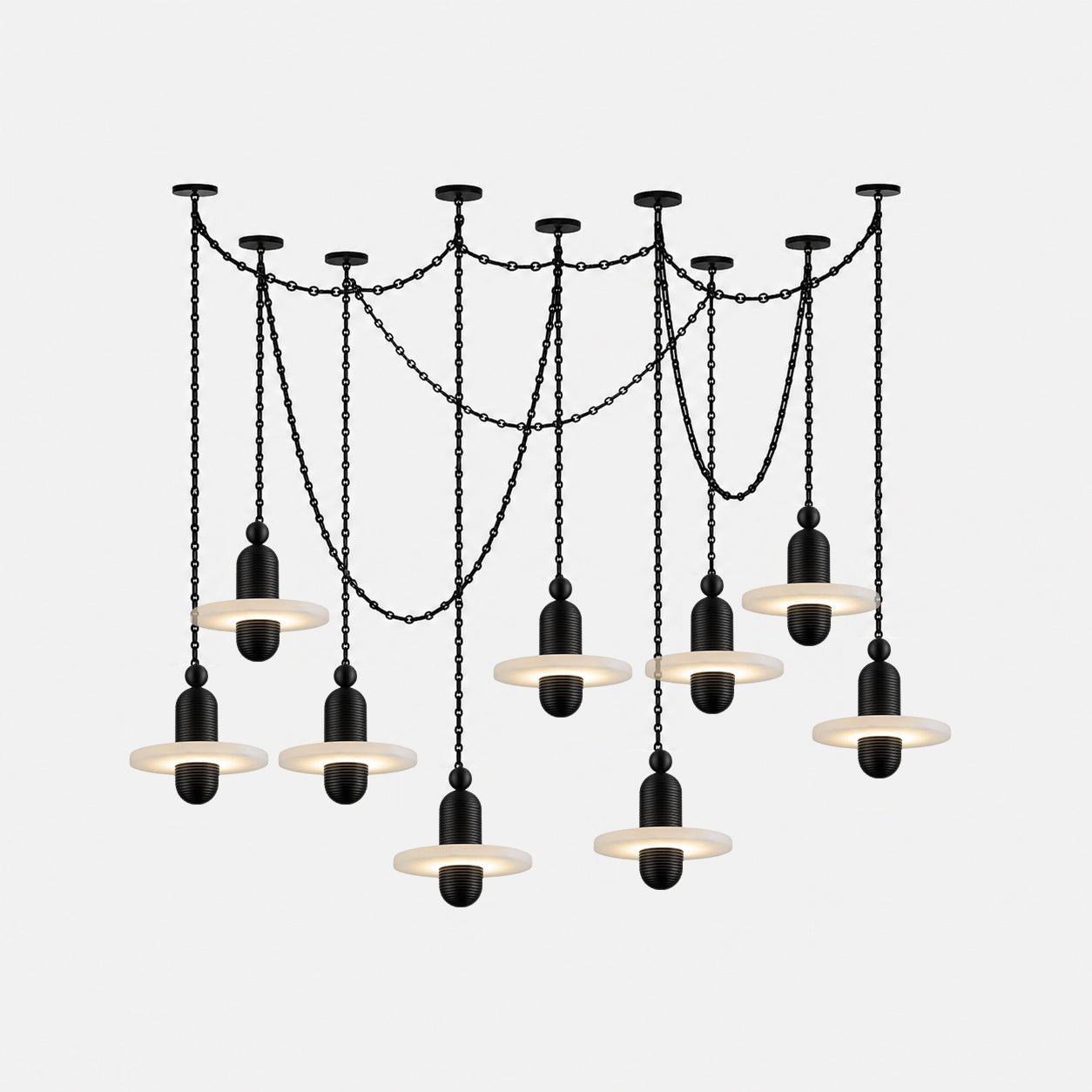 Orbital Drift Chain Alabaster Chandelier