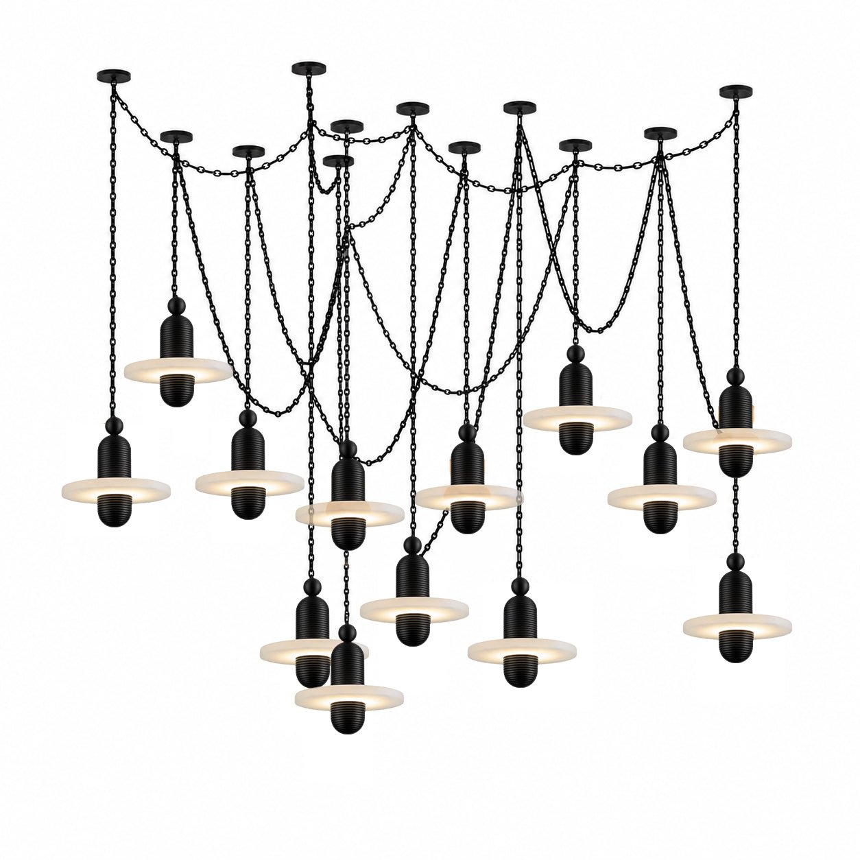 Orbital Drift Chain Alabaster Chandelier