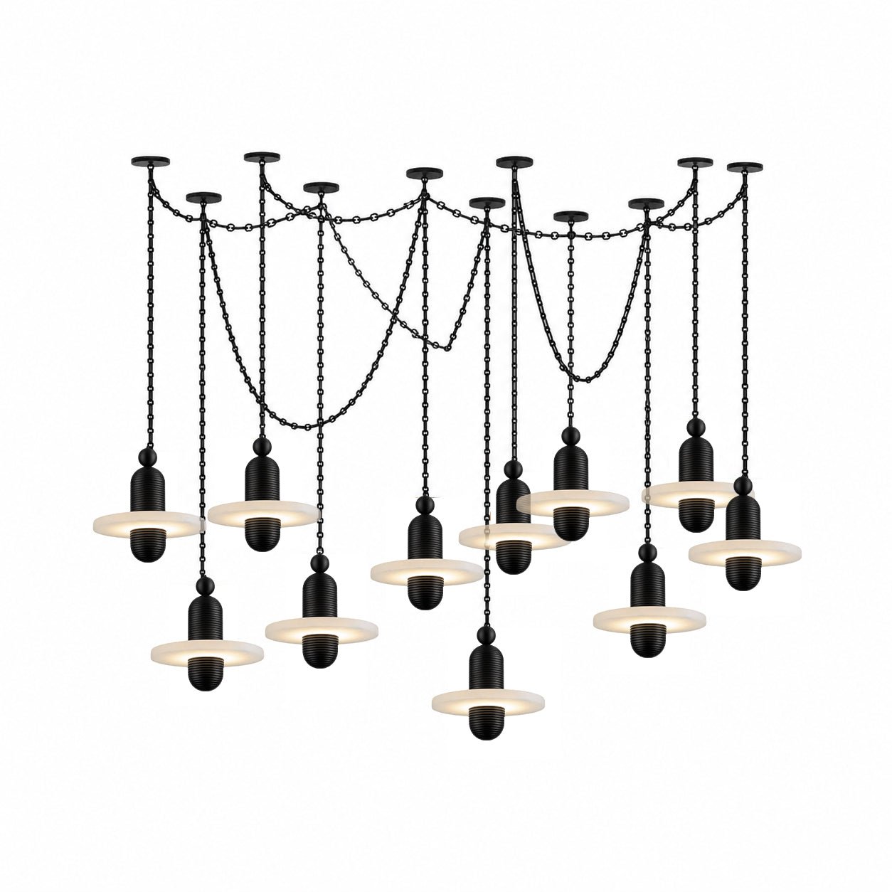 Orbital Drift Chain Alabaster Chandelier
