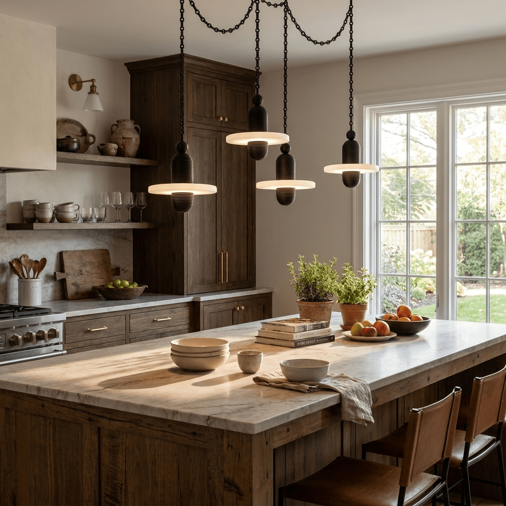 Orbital Drift Chain Alabaster Chandelier