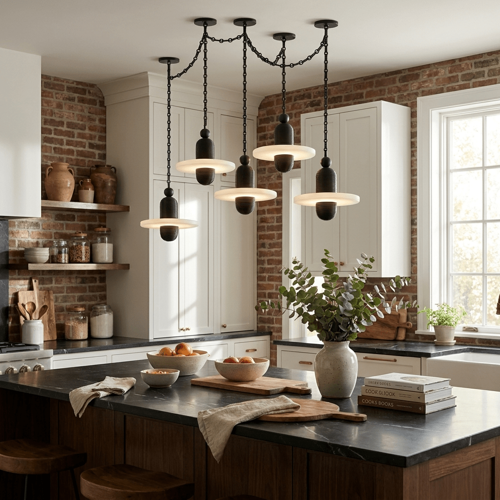 Orbital Drift Chain Alabaster Chandelier