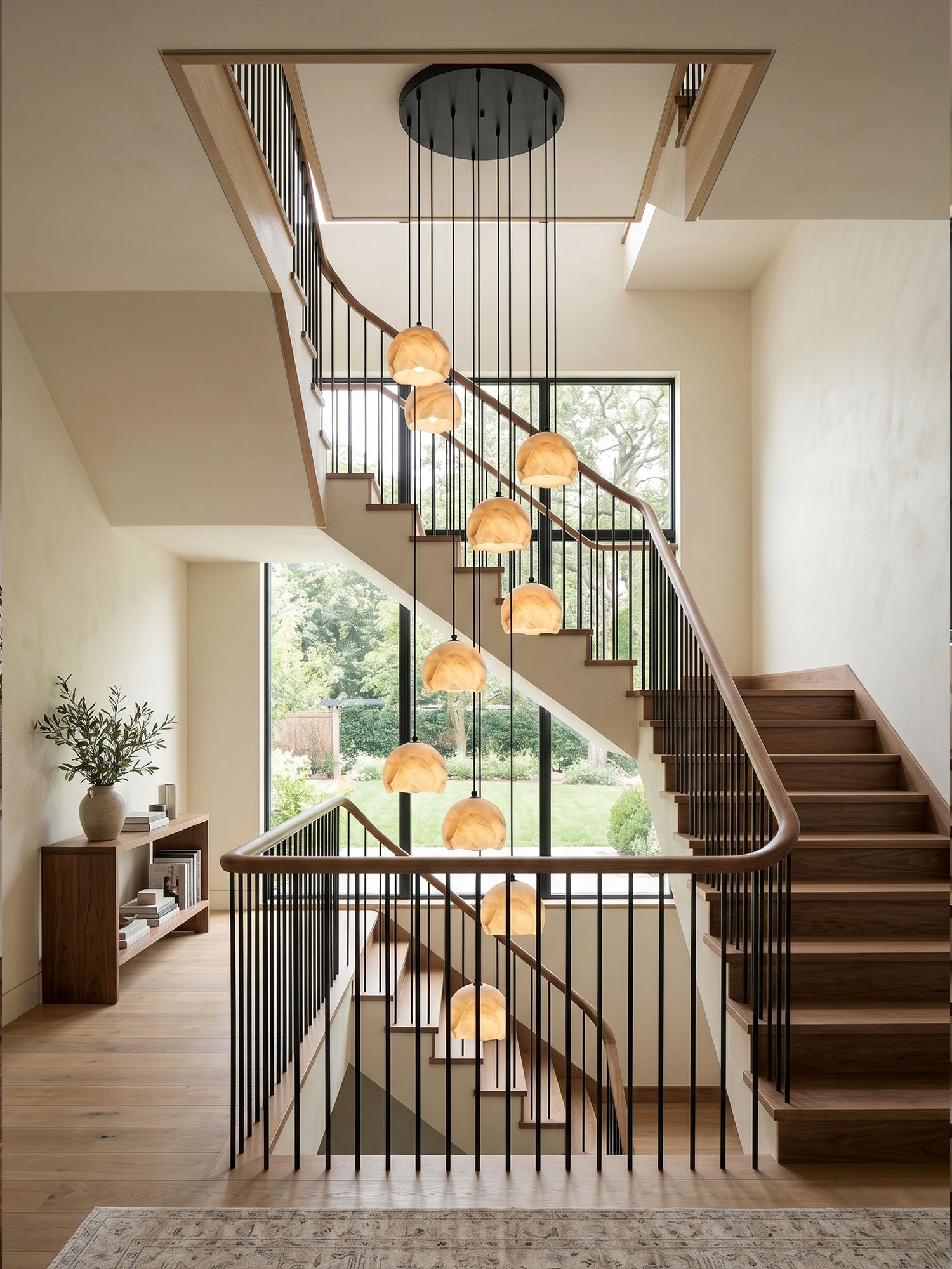 Petal Alabaster Dome Staircase Chandelier