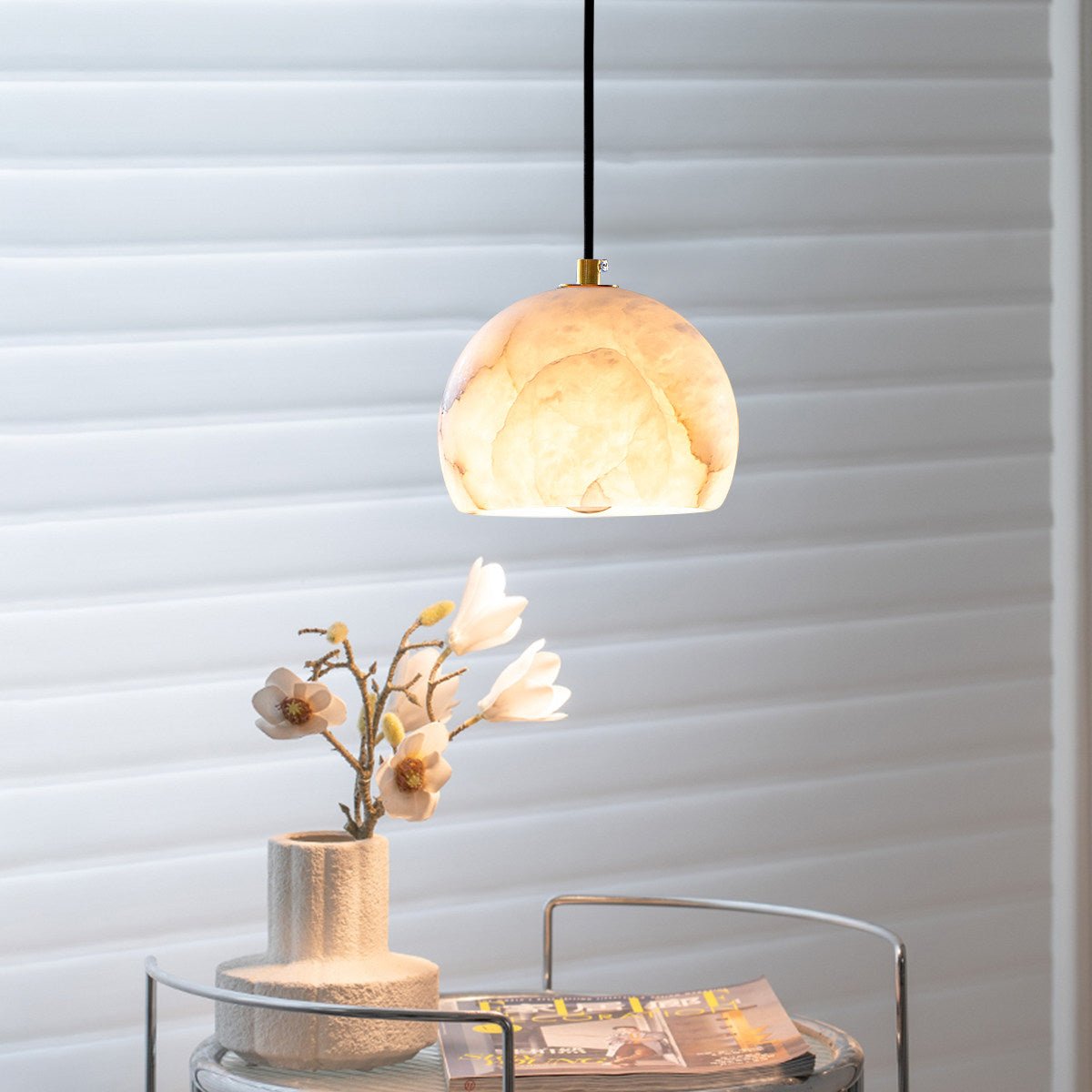 Petal Alabaster Dome Staircase Chandelier
