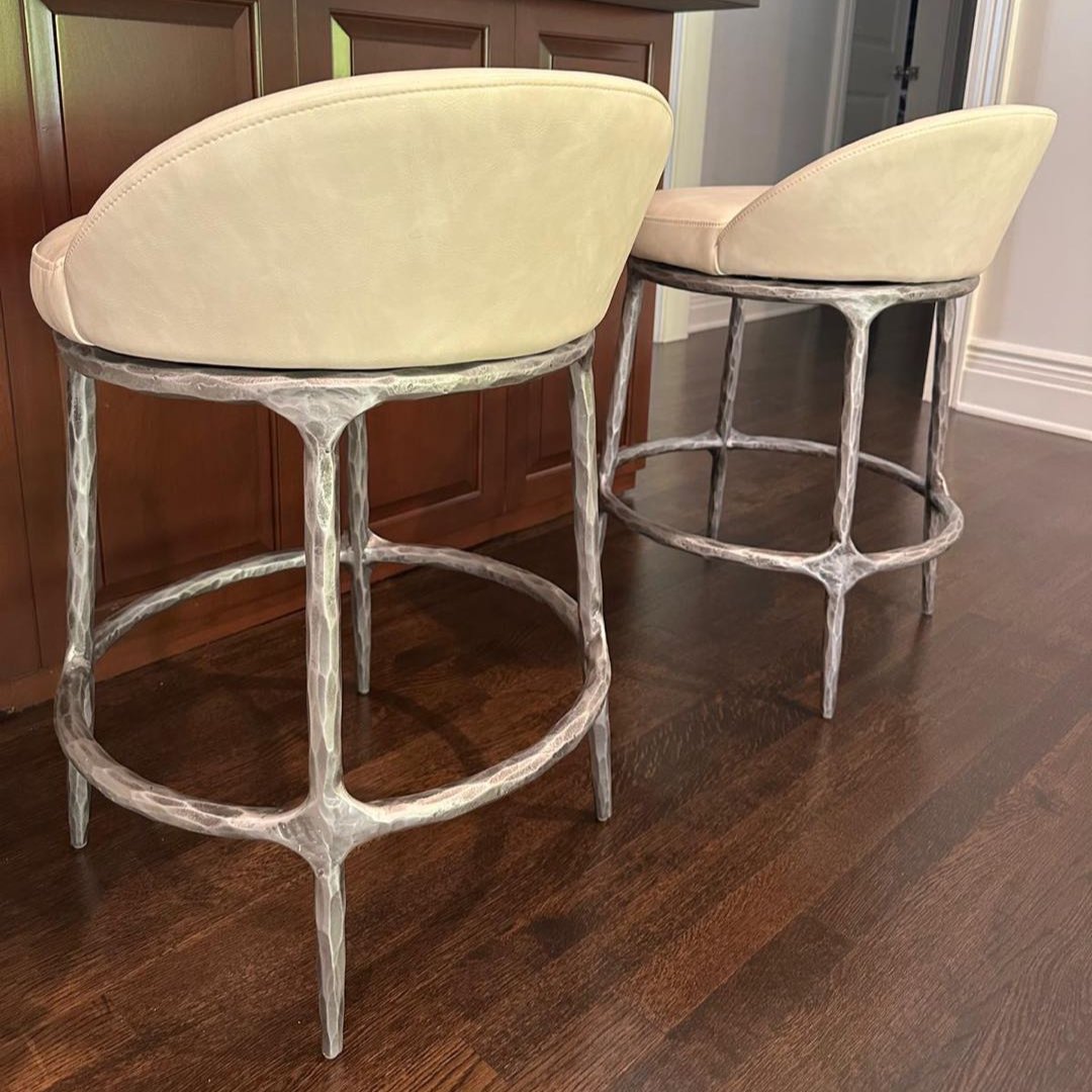 Hand Forged Metal Bar Swivel Counter Stool