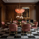 Murano-Style Poliedri Pink Polygon Drop Chandelier