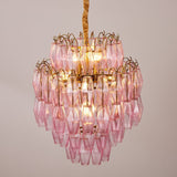 Marcello Pink Round Multi-Tier Chandelier 22"