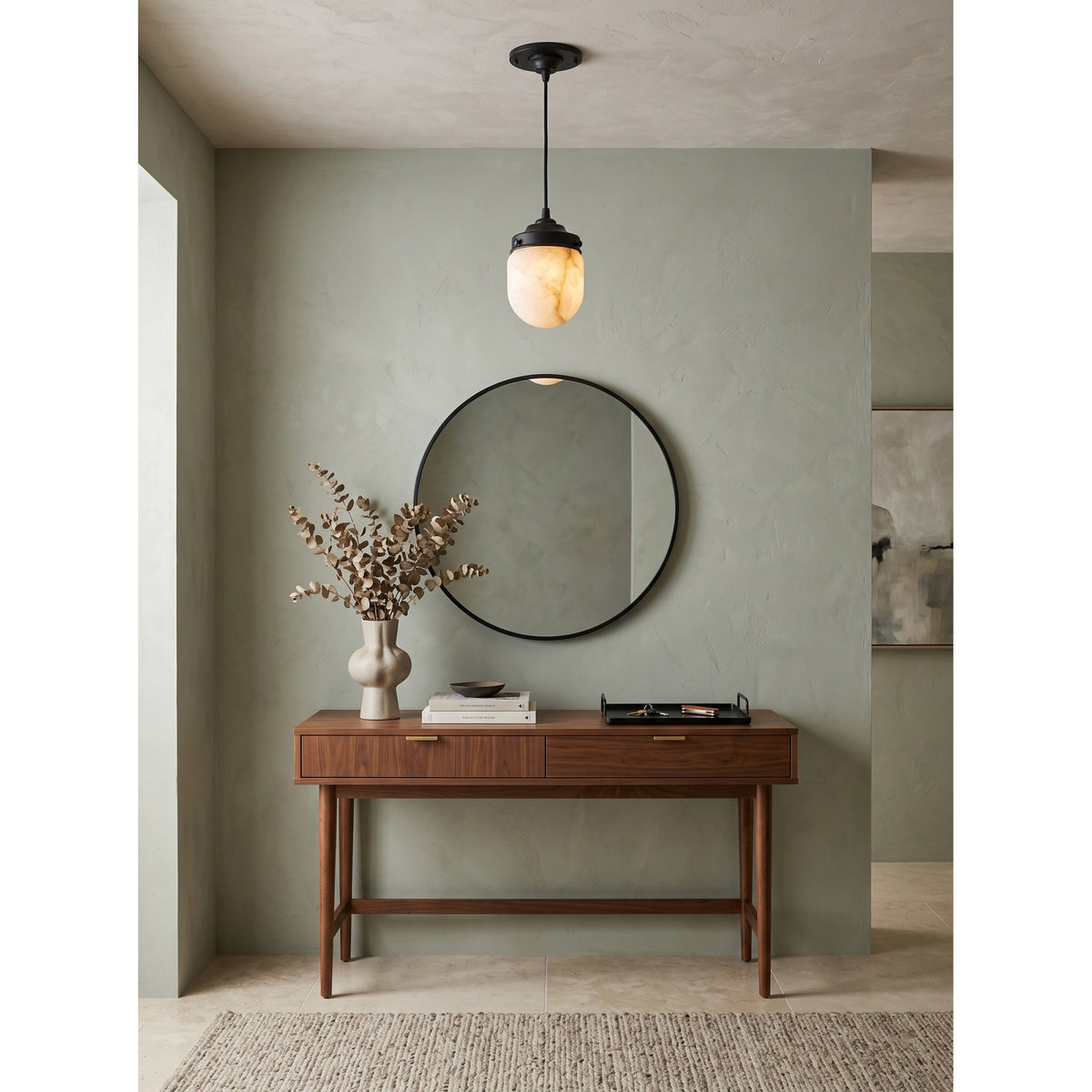 Bullet-shaped Alabaster Pendant Lamp