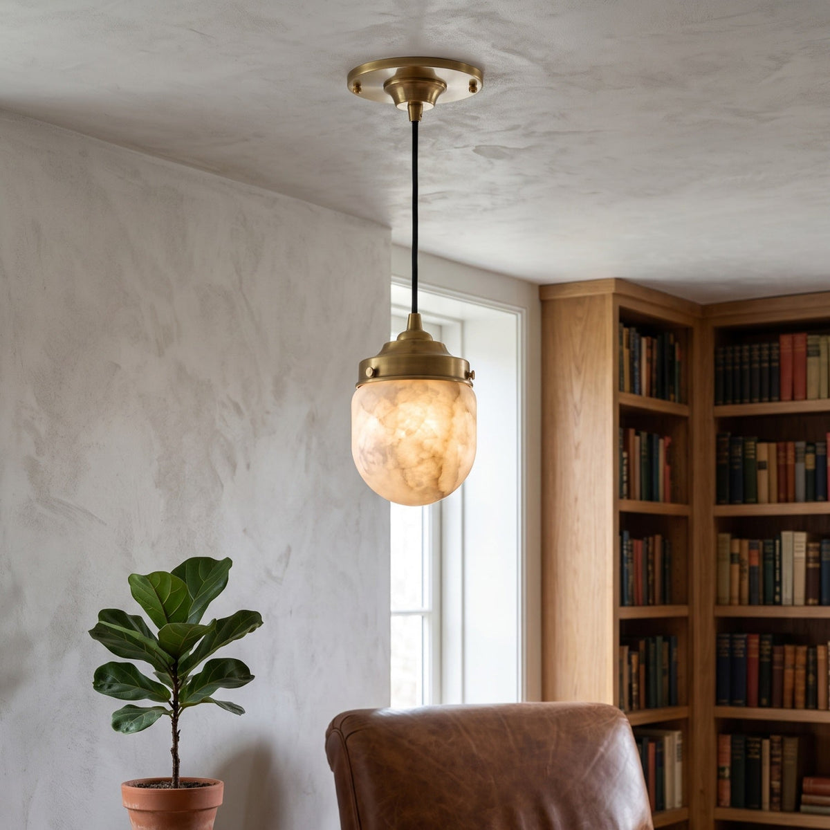 Bullet-shaped Alabaster Pendant Lamp