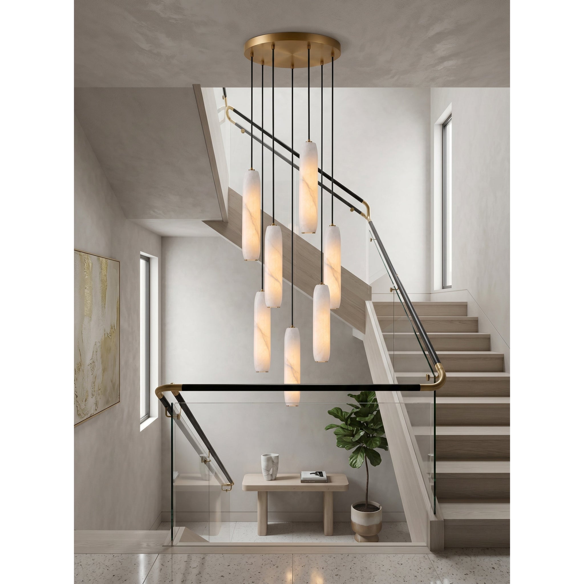 Flute Alabaster Chandelier