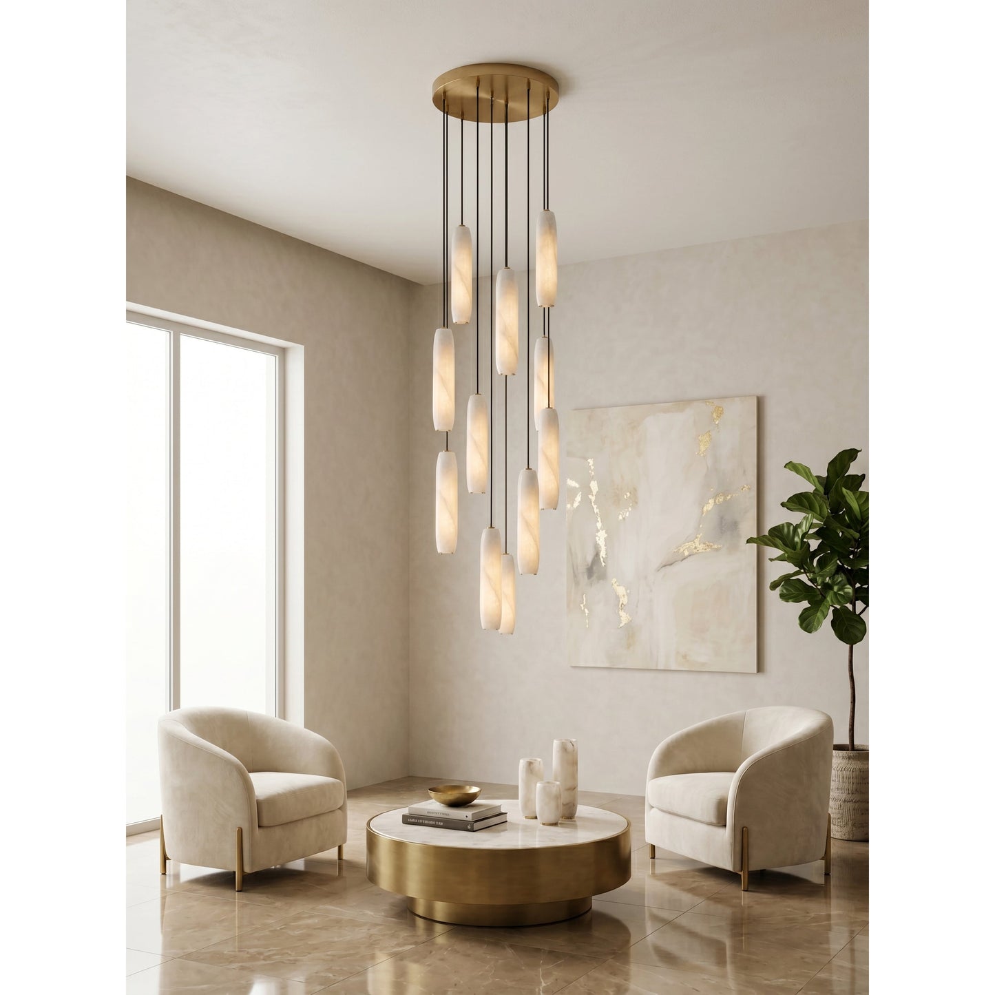 Flute Alabaster Chandelier