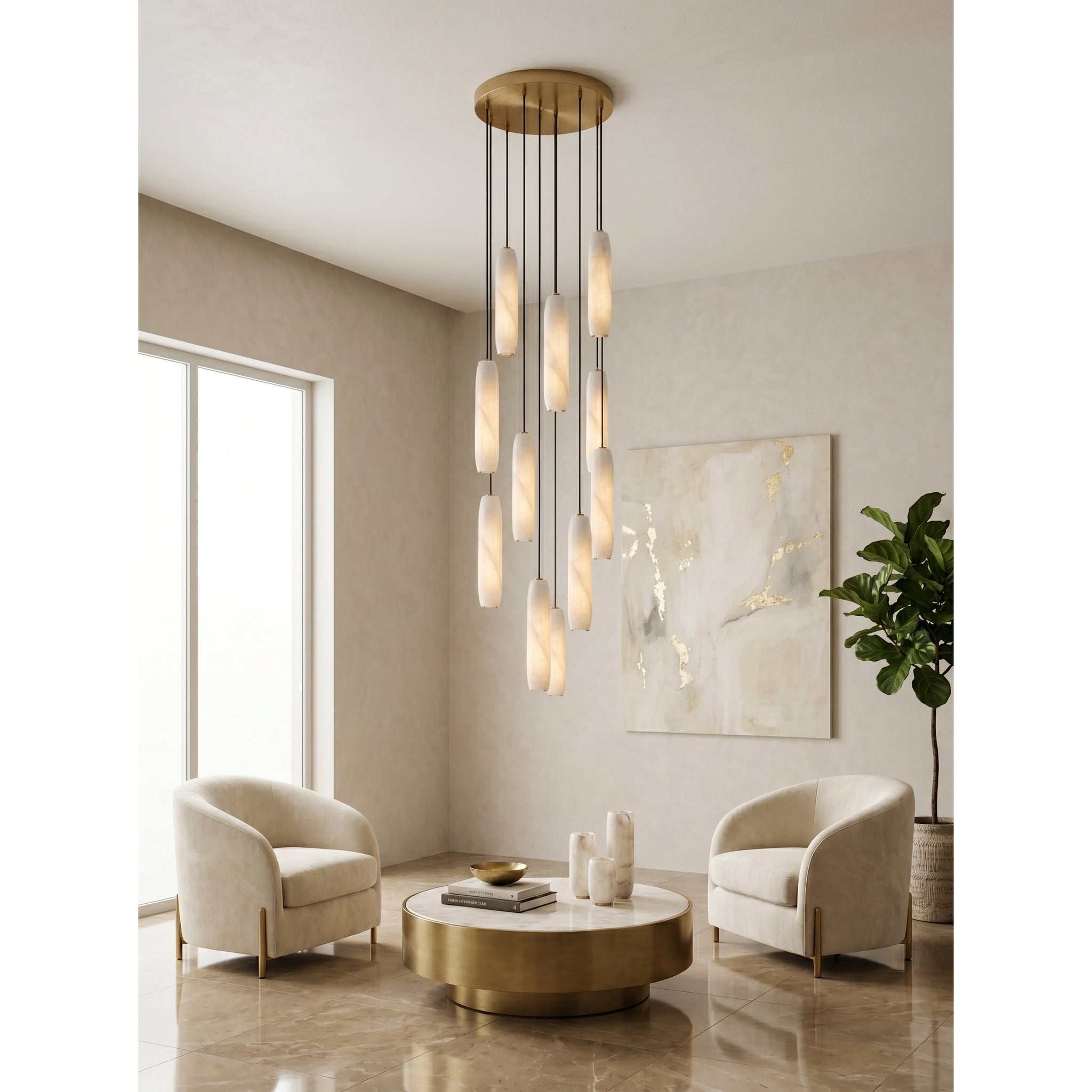 Flute Alabaster Chandelier