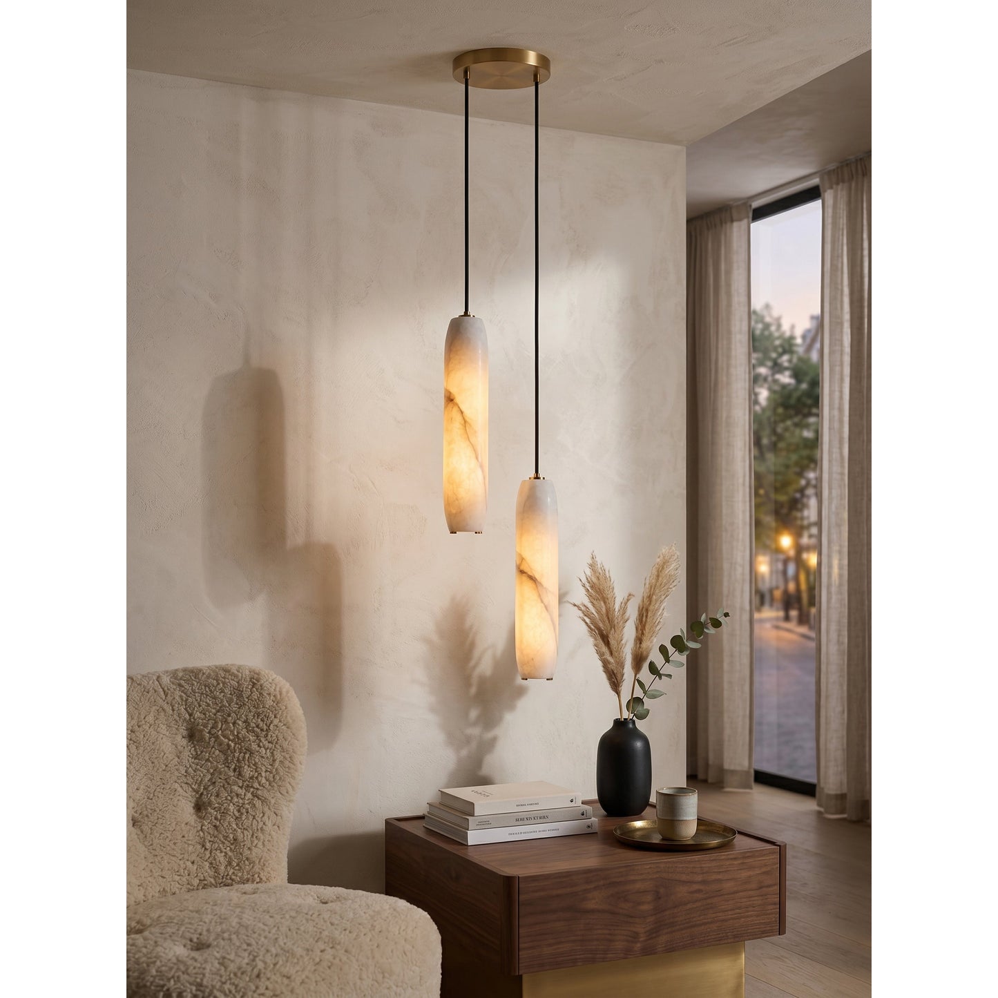 Flute Alabaster Chandelier