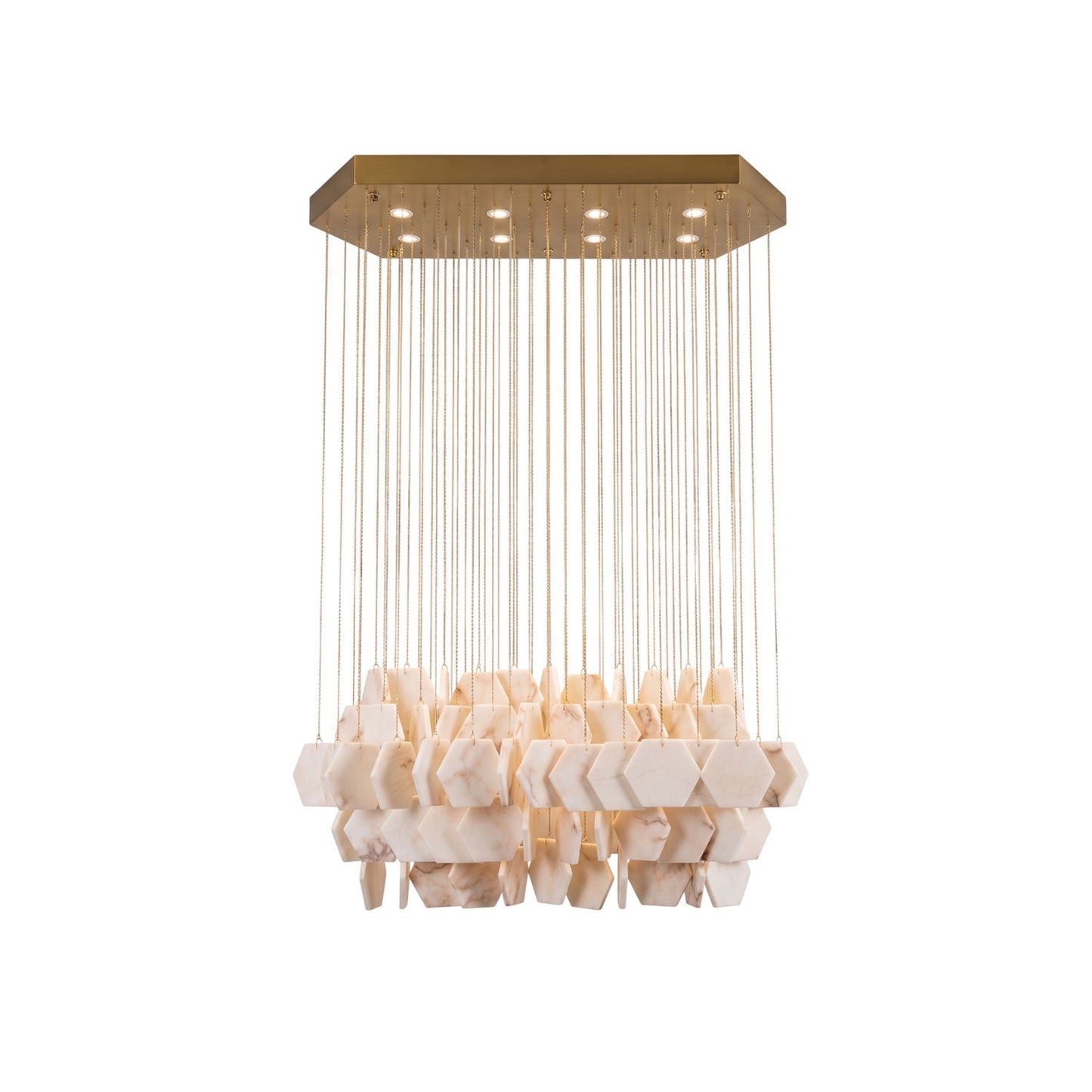 Hexagon Alabaster Tiered Rain Chandelier