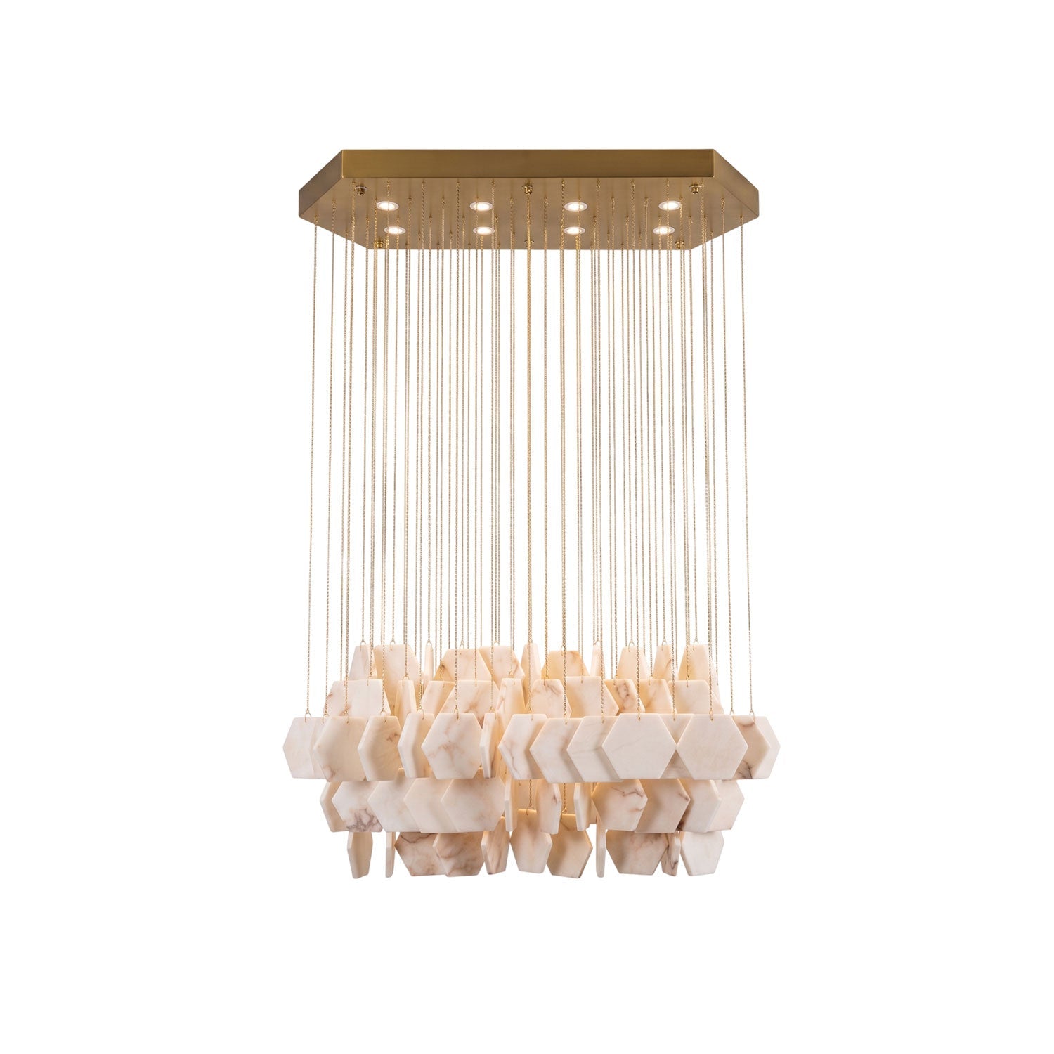Hexagon Alabaster Tiered Rain Chandelier