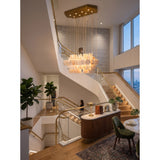 Hexagon Alabaster Tiered Rain Chandelier
