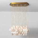 Hexagon Alabaster Tiered Rain Chandelier
