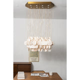 Hexagon Alabaster Tiered Rain Chandelier
