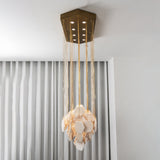Hexagon Alabaster Tiered Rain Chandelier