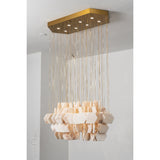 Hexagon Alabaster Tiered Rain Chandelier