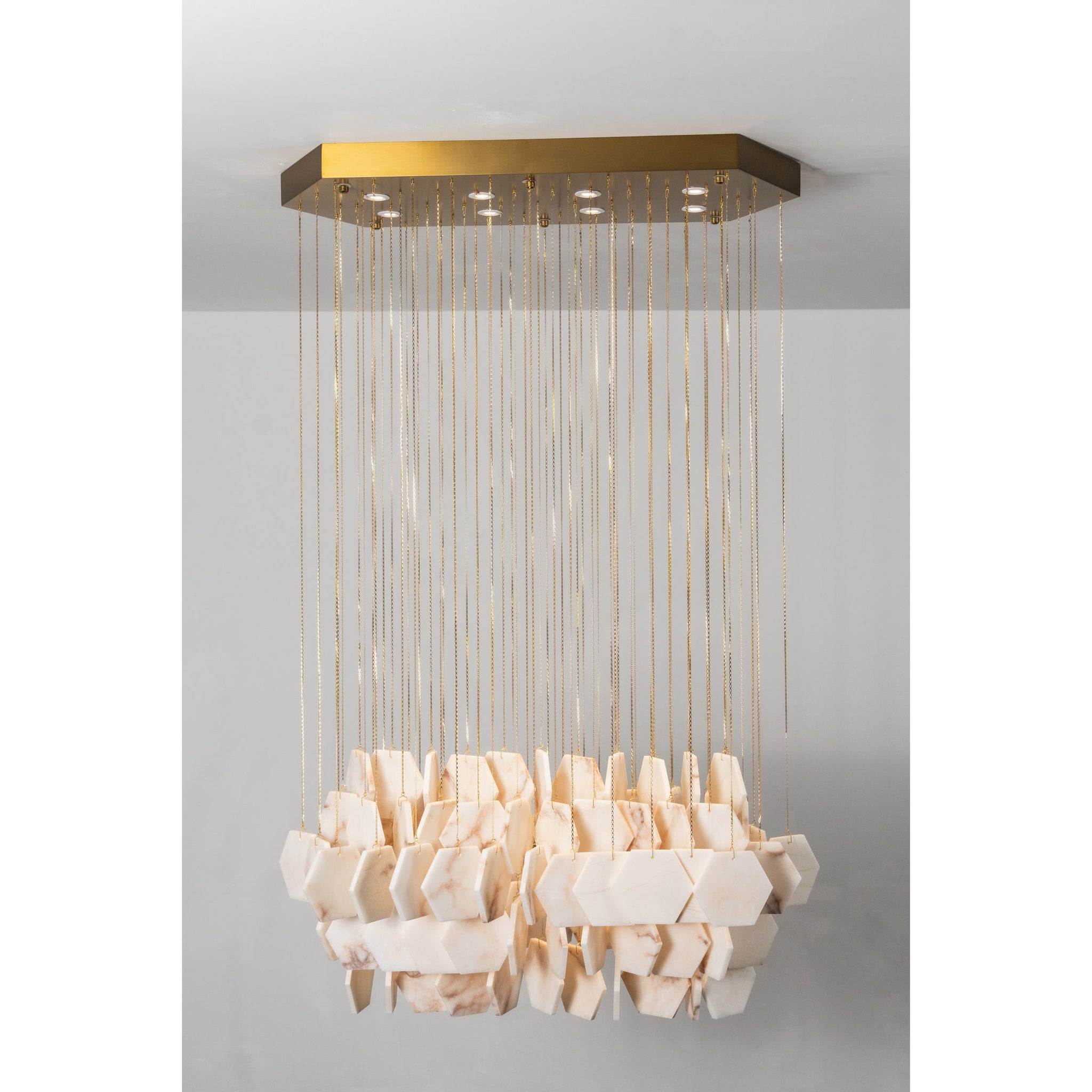 Hexagon Alabaster Tiered Rain Chandelier