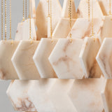 Hexagon Alabaster Tiered Rain Chandelier