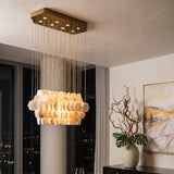 Hexagon Alabaster Tiered Rain Chandelier
